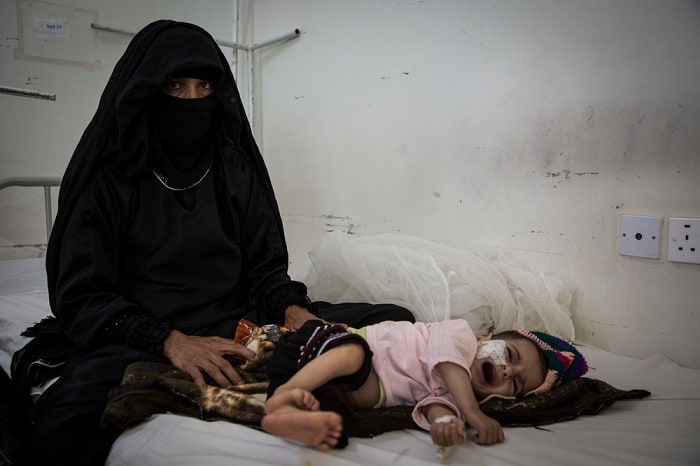 Besam brings her seven-month-old son to the health center for a check up after he exhibited a high fever and was vomiting. The child is malnourished but according to the doctor, such cases happen very often. 
