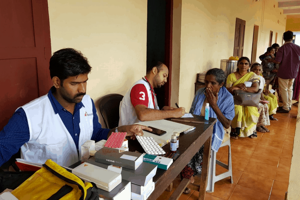 An MSF team providing consultations at a medical camp in northern Kerala&rsquo;s Wayanad district.