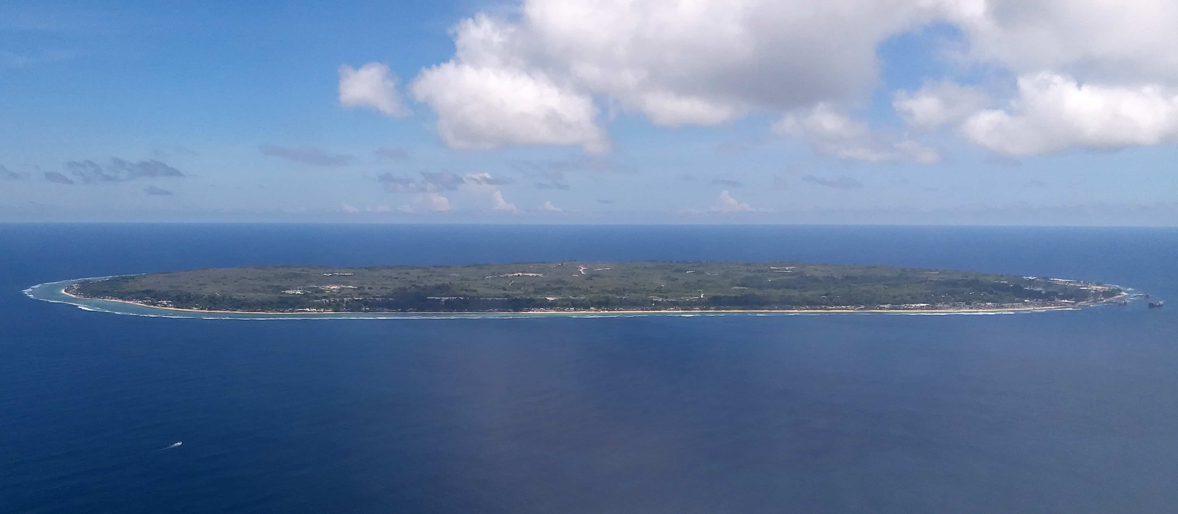 An aerial view of Nauru, a small island nation in the South Pacific.