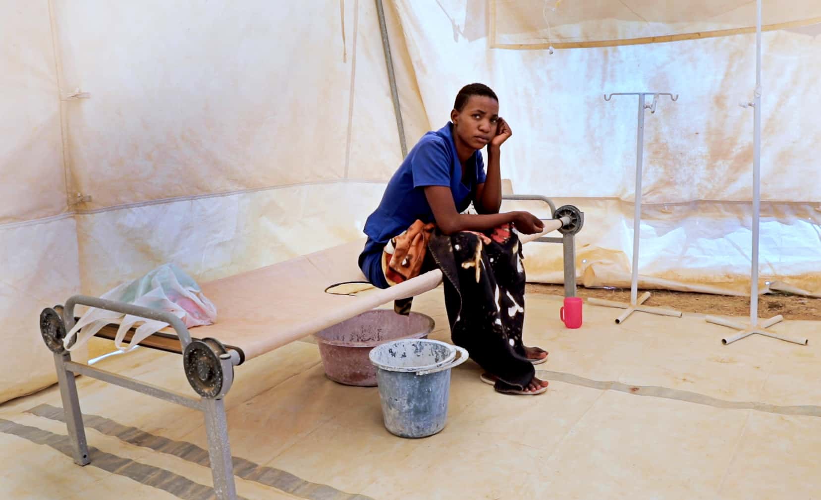 A patient at a cholera treatment centre set up by MSF in Harare, Zimbabwe.