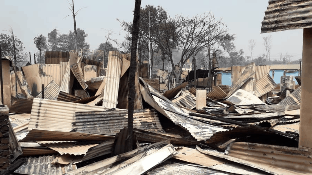 Inside of Doctors Without Borders’ (MSF) Balukhali clinic after being completely destroyed by the fire that broke out on 22nd March 2021.