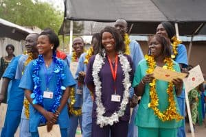 Participants in the MSF Academy for Healthcare Nursing & Midwifery initiative during their graduation in Lankien