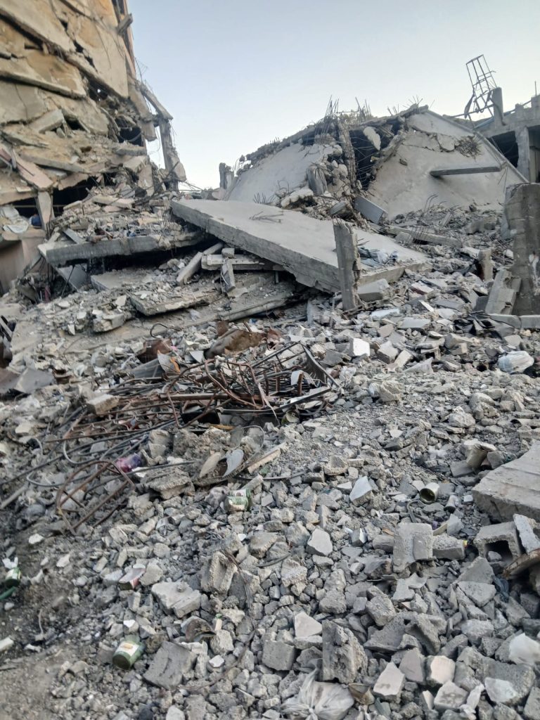 The aftermath of a strike on 19 August in Gaza City, showing the rubble and destruction of what was once Sabreen Almaseri's home. Sabreen, a physiotherapist, lost her residence in the attack.