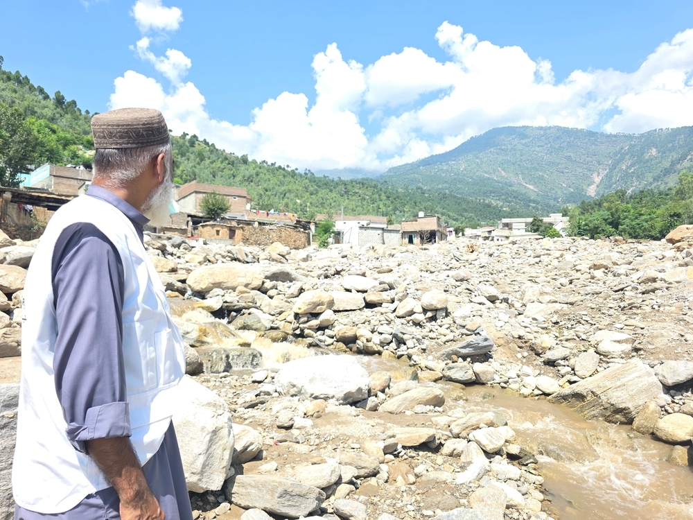 The village of Bishoni in Buner district, once a scenic landscape, is now reduced to rocks with only a little water flowing between them. On 15 August 2025, devastating flash floods triggered by an intense cloudburst washed away the entire village. ©️Gul Nayab/MSF