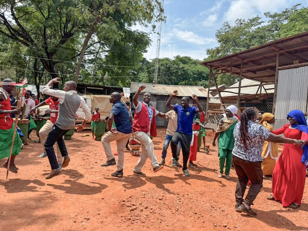 People dancing during the event celebrating 10 years of MSF presence in Nduta camp, Tanzania. 24/11/2025 ©️Eugene Osidiana/MSF